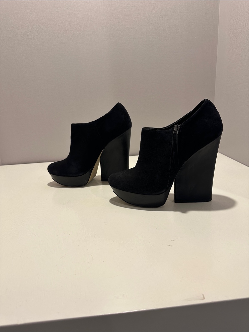 Boutique 9 Black Suede Platform Wedge Booties